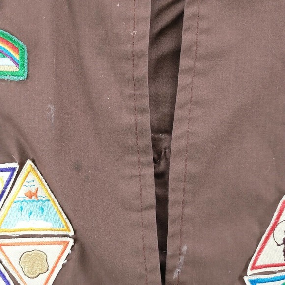 Girl Scout USA Hoosier Capital Uniform Vest Brown Actual 40x20.5 Vintage Patches - Picture 5 of 11